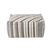 (60 x 60 x 30 cm) Grey Black and White Stripe Bean Filled Pouffe and Footstool