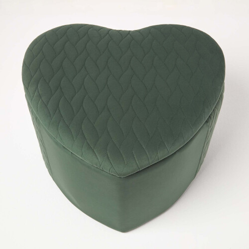 Homescapes (Emerald) Arundel Heart-Shaped Velvet Footstool with Storage 1