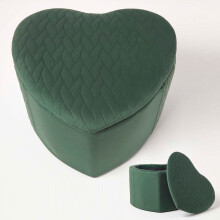 (Emerald) Arundel Heart-Shaped Velvet Footstool with Storage