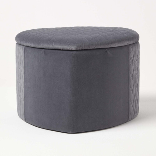 Homescapes (Grey) Arundel Heart-Shaped Velvet Footstool with Storage 2