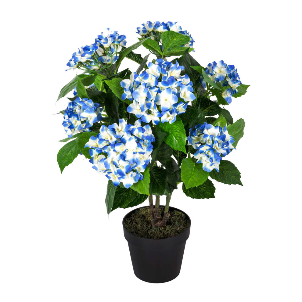 Homescapes Hydrangea Bush Artificial Plant With Pot, 70 Cm Blue