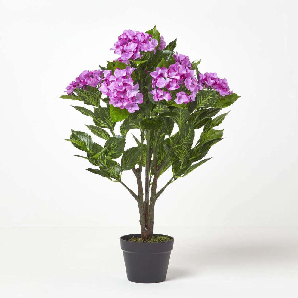 Homescapes Hydrangea Artificial Plant With Pot, 85 Cm Lilac