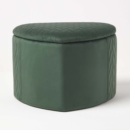 Homescapes (Emerald) Arundel Heart-Shaped Velvet Footstool with Storage 2