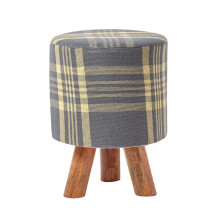 (32 x 32 x 42 cm) Grey and Yellow Tall Tartan Fabric Stool with Legs