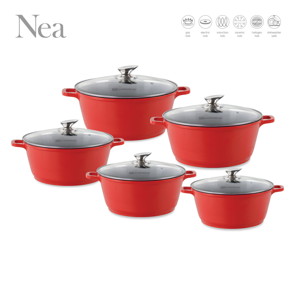 (Red) SQ Professional Nea 5 pc Non-Stick Stockpot Set