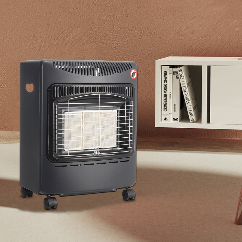 Living And Home (Black) 4.2Kw Small Cabinet Calor Mobile Gas Heater Indoor Portable Ceramic Piezo Butane Black