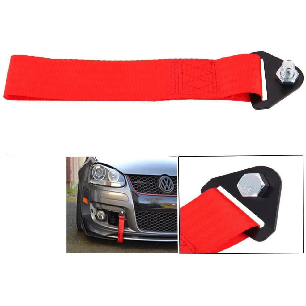 (Red) Universal Car Tow Tape Towing Loop Tow Hook For Bmw Toyota Red 647297294257