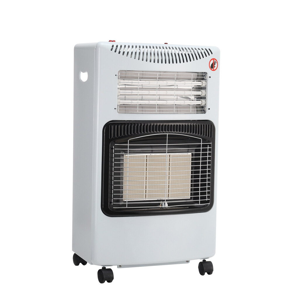 (White) Cabinet Mobile Gas Heater Room Indoor Portable Ceramic Piezo Butane 1.3KW-4.2 kW