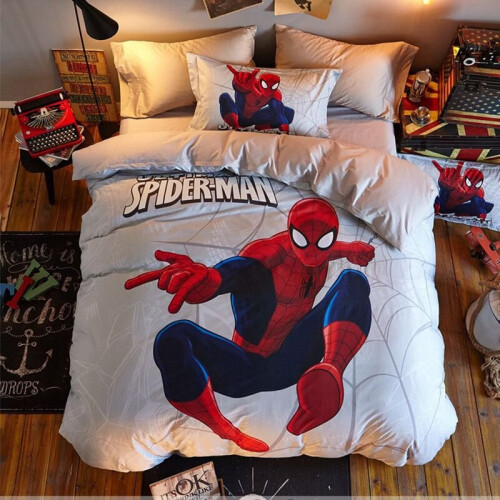 Spiderman Boys King Size Bedding White, King?3pcs?) 3D Spiderman