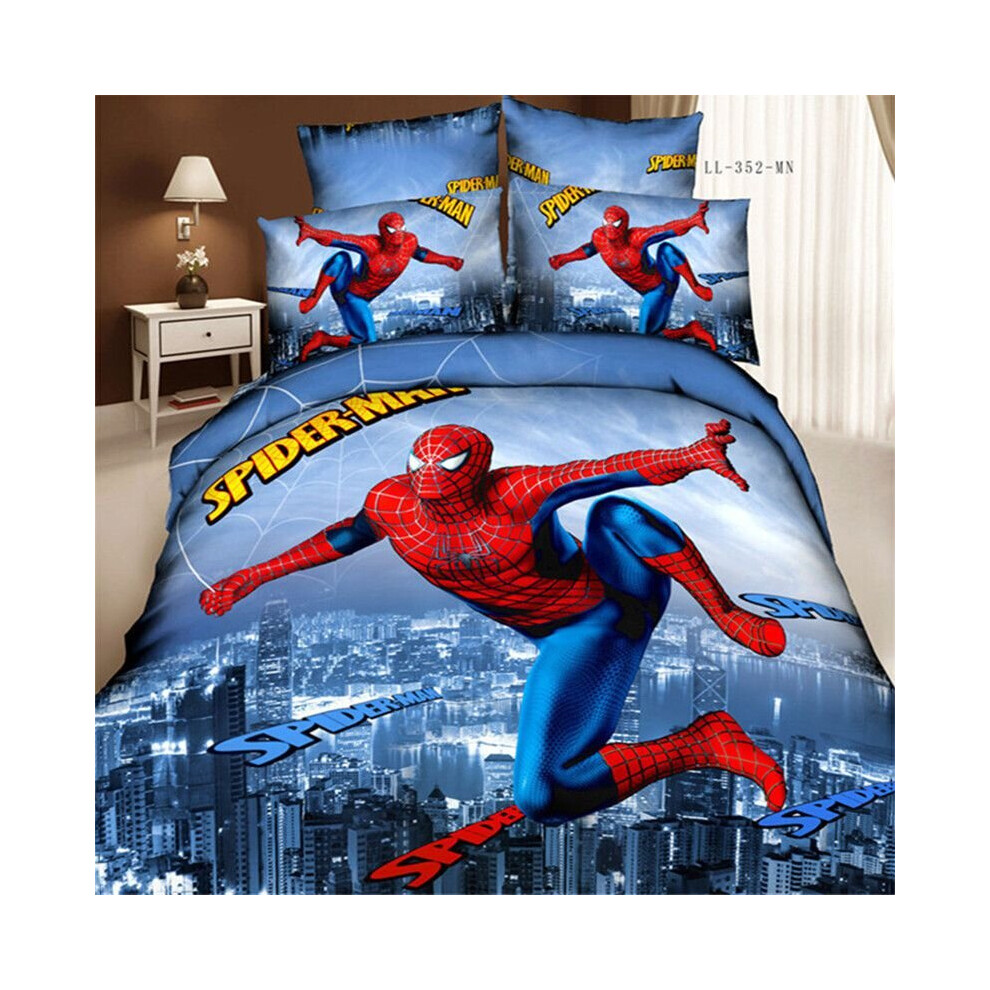 (Blue House, King?3pcs?) 3D Spiderman Bedding Set