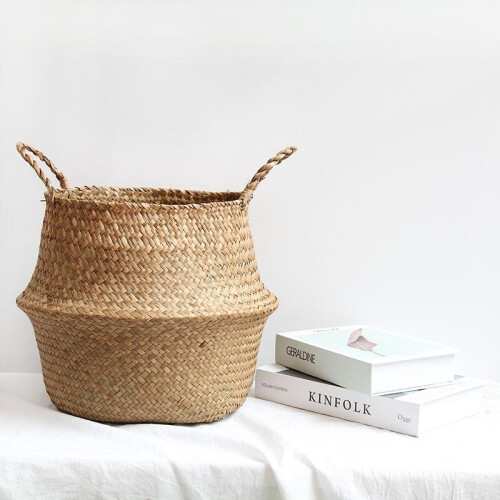 (Black) Colour Block Wicker Baskets Home Storage 1