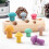 Wooden Rainbow Blocks Mushroom Picking Game Shape Matching Assembly Grasp 6