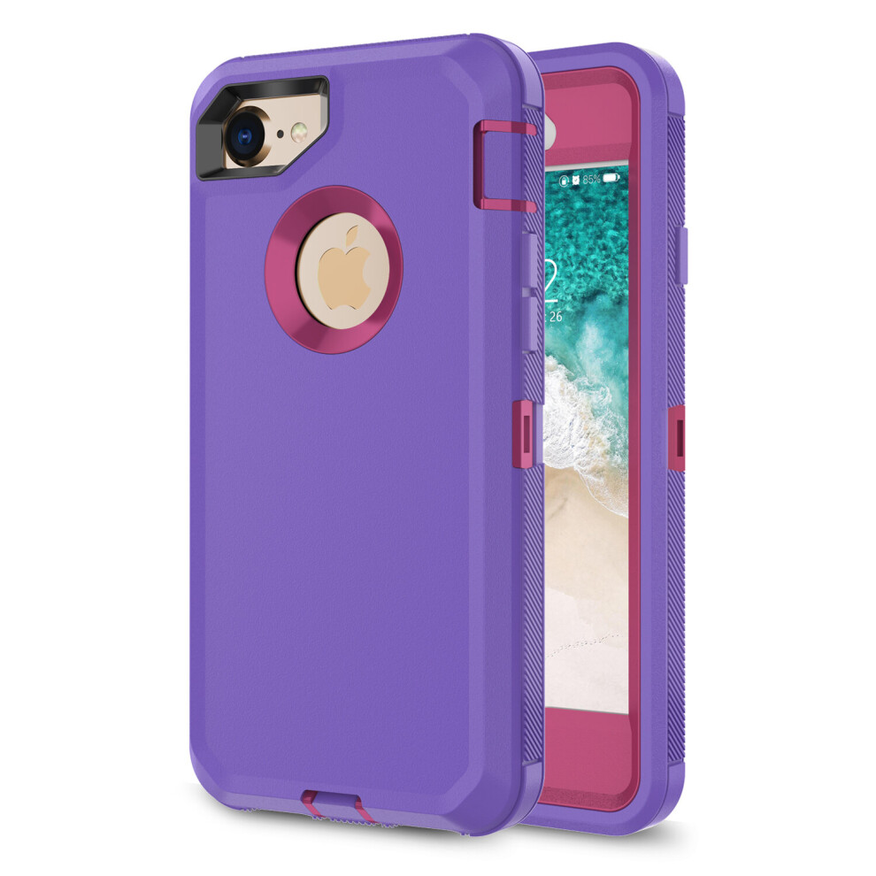 adventurer-defender-case---for-apple-iphone-se-2020---iphone-6-6s-7-8---rugged-cover-fits-otterbox-belt-clip-holster---purple