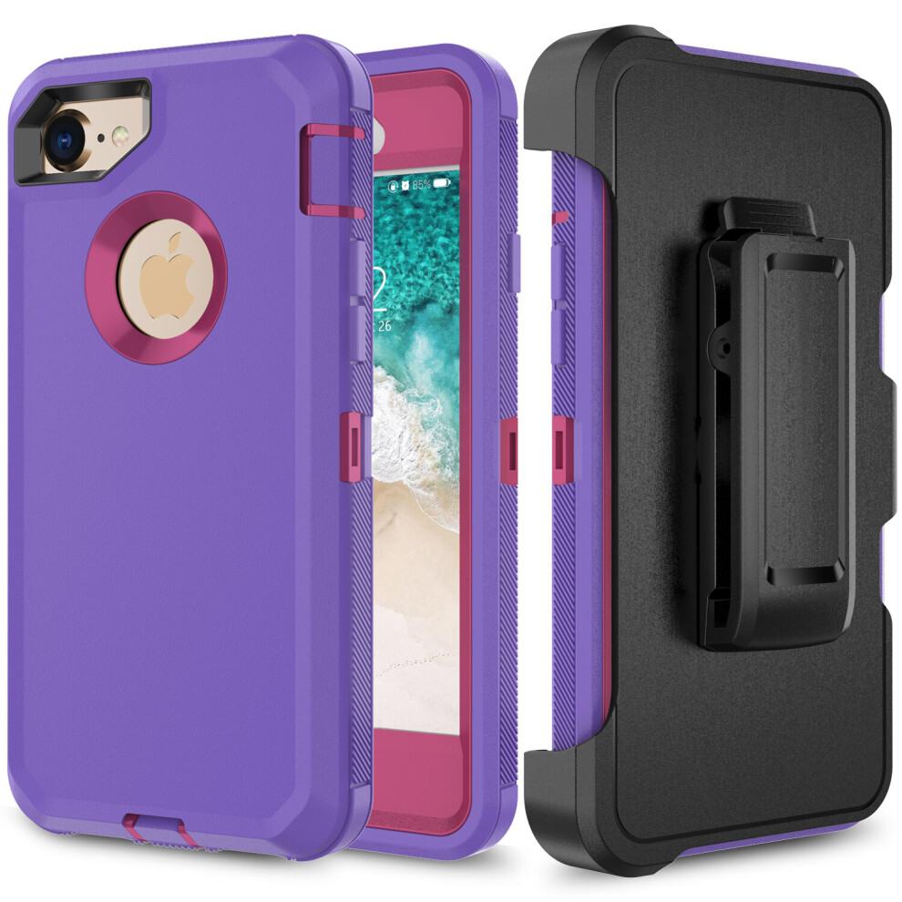 adventurer-defender-case---for-apple-iphone-se-2020---iphone-6-6s-7-8---rugged-cover-fits-otterbox-belt-clip-holster---purple