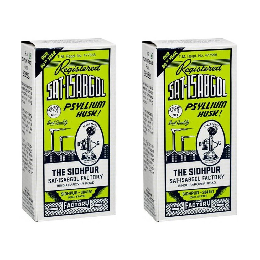 Telephone Brand (Pack Of 2) Sat Isabgol 200G, Also Known As Psyllium Husk, Supports Digestive Health