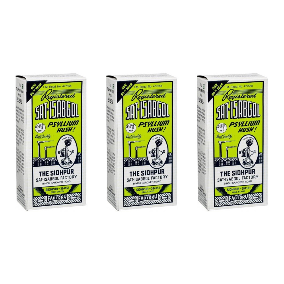 (Pack of 3) Sat Isabgol 200g, also known as Psyllium husk, Supports Digestive Health