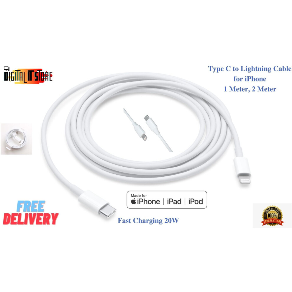 2 Meter 2M iPhone Charger & Data Sync Cable Type C For iPhone 13 12 X