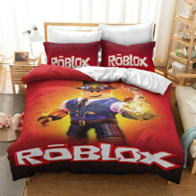 (Red Smile, EU-Single(2pcs):135×200cm) 3D Game Roblox Bedding Set Bedding Set