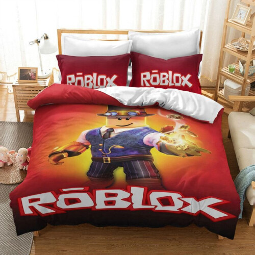 (Red Smile, EU-Single(2pcs):135×200cm) 3D Game Roblox Bedding Set Bedding Set