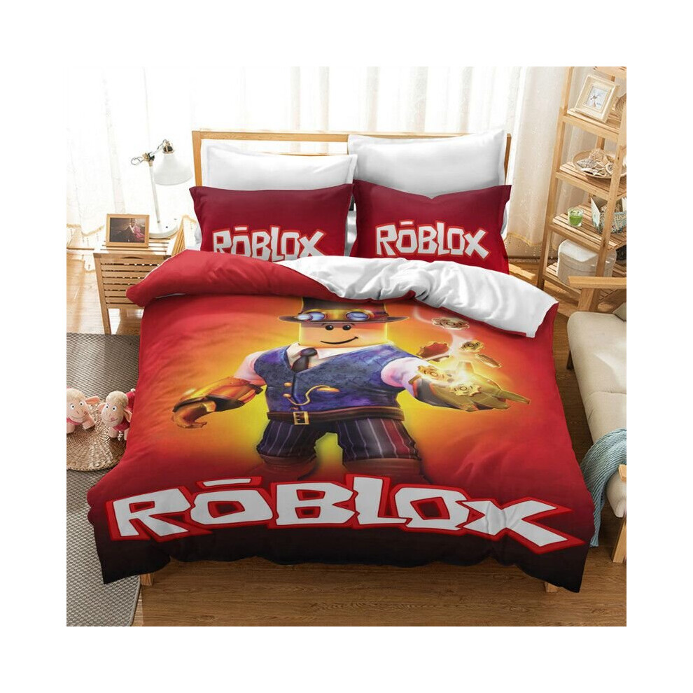 (Red Smile, EU-Single(2pcs):135×200cm) 3D Game Roblox Bedding Set Bedding Set