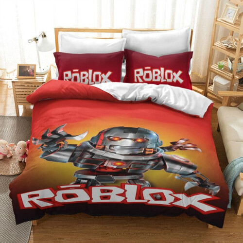 (Red Armor, EU-Single(2pcs):135×200cm) 3D Game Roblox Bedding Set Bedding Set