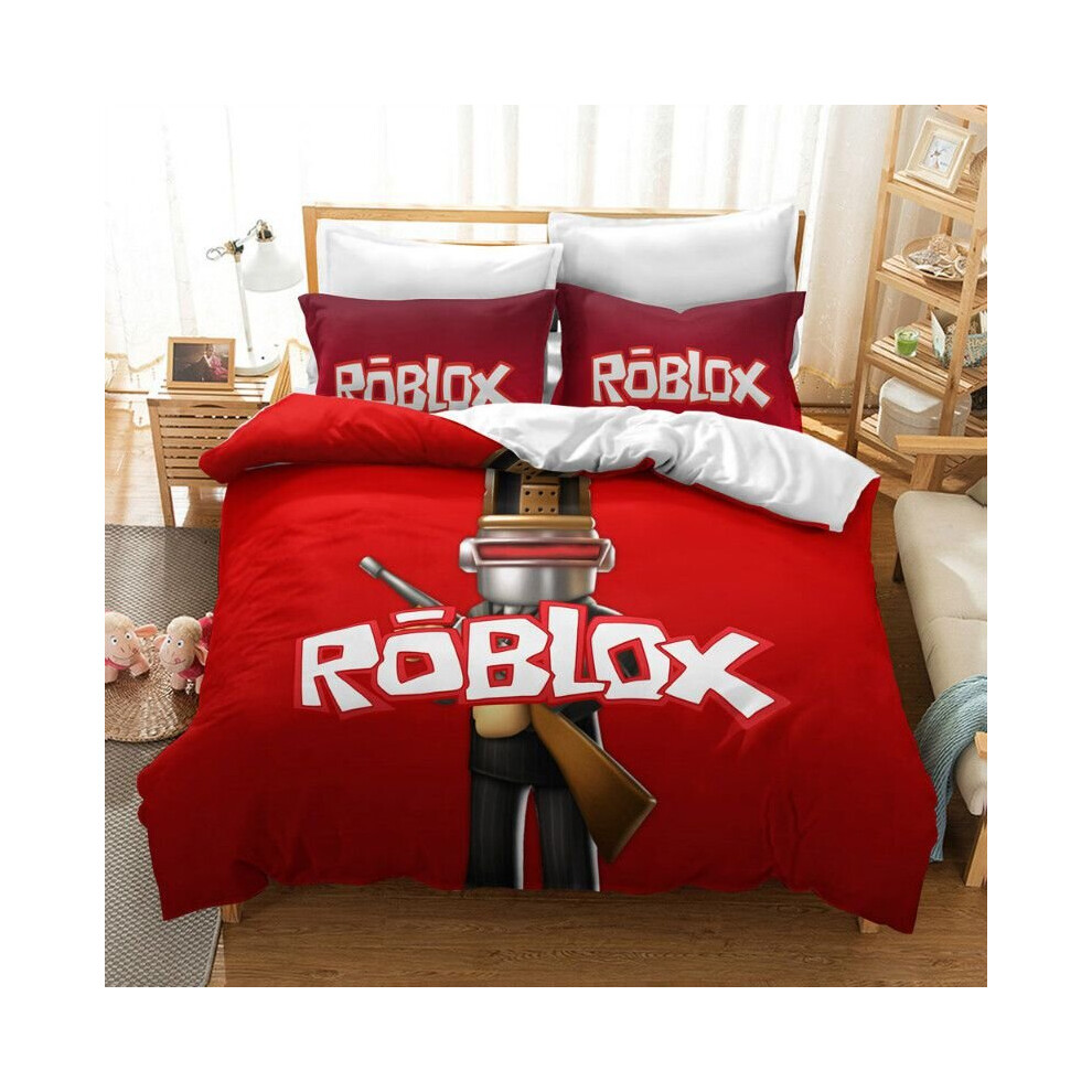 (Red, EU-Single(2pcs):135×200cm) 3D Game Roblox Bedding Set Bedding Set