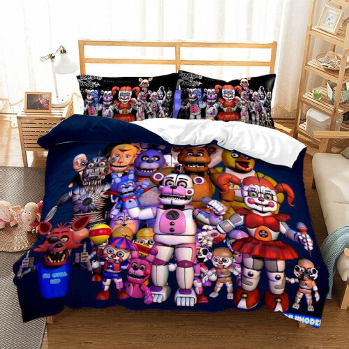 (Blue, EU-Single(2pcs):135×200cm) 3D Five Nights At Freddy's Bedding Set