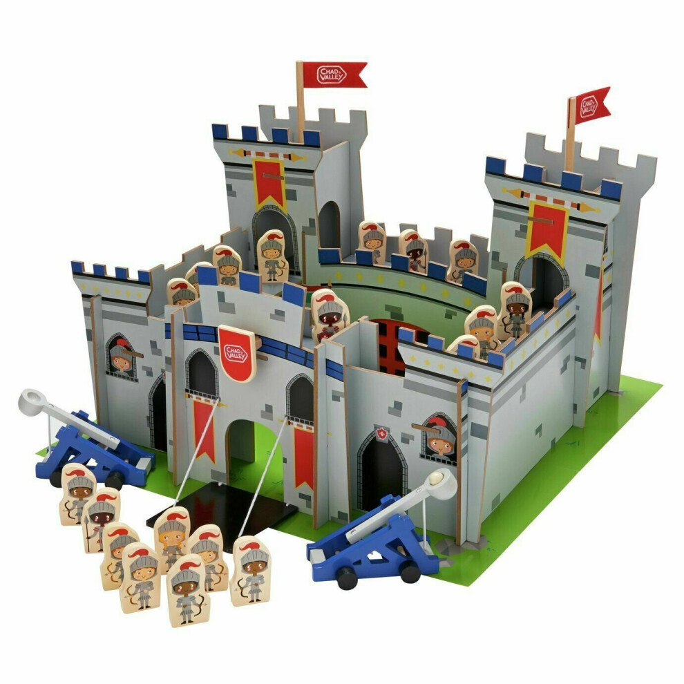 Chad Valley Large Wooden Knights Castle Children's Play Set Includes Figures