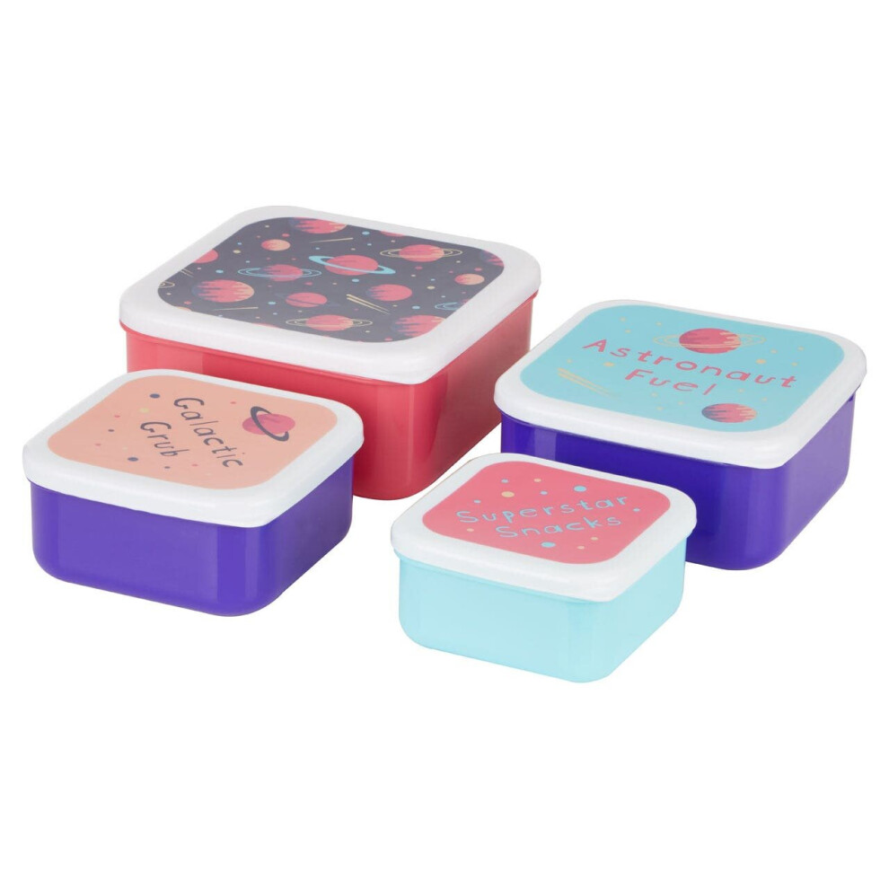 Premier Housewares Stackable Design Set Of 4 Space Design Lunch Boxes, Versatile Assortment Of Multisized Pp Lunch Boxes