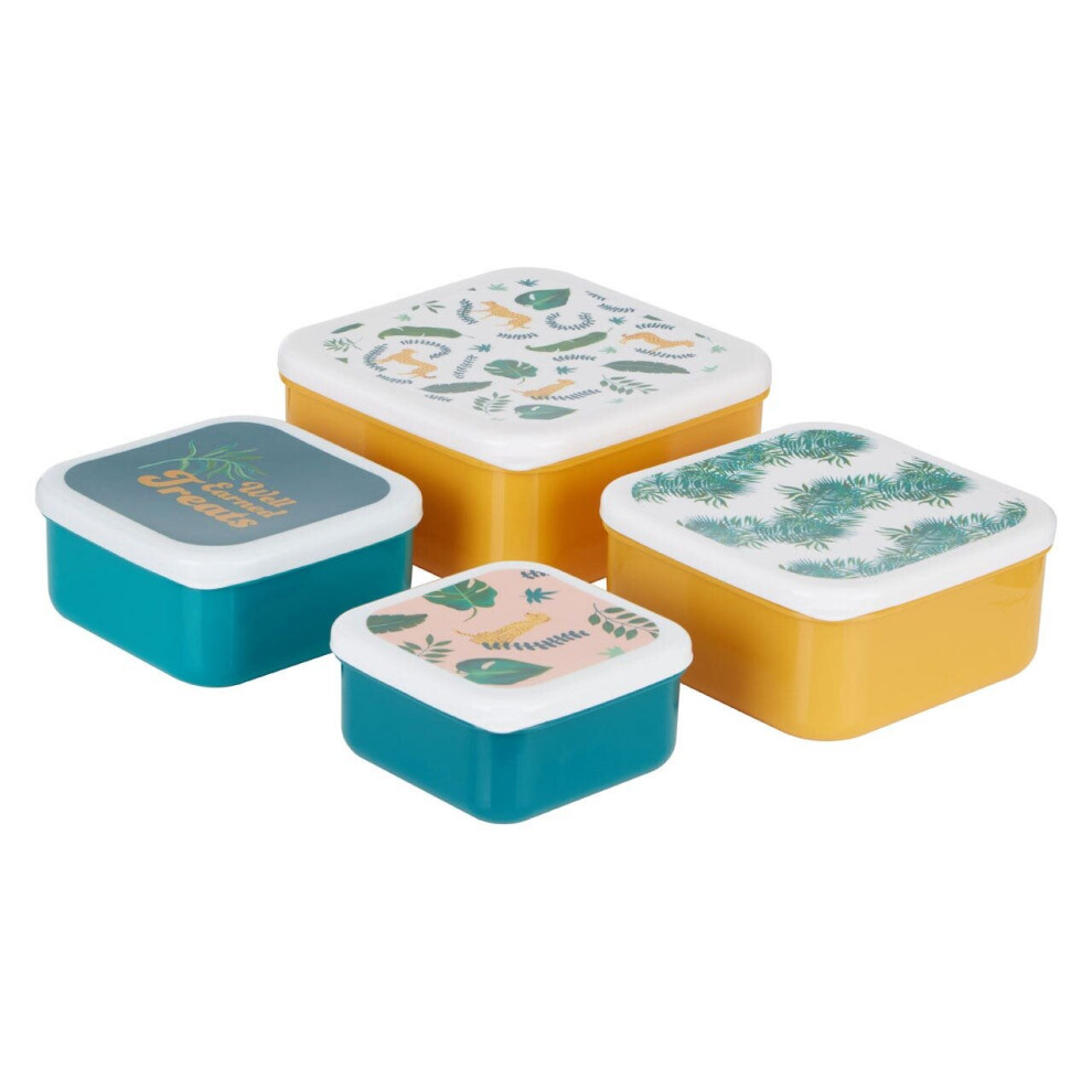 Premier Housewares Stackable Design Set Of 4 Winter Palm Lunch Boxes, Versatile Assortment Of Multisized Pp Lunch Boxes
