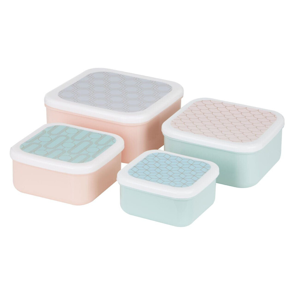 Premier Housewares Stackable Design Set Of 4 Frosted Deco Lunch Boxes, Versatile Assortment Of Multisized Pp Lunch Boxes