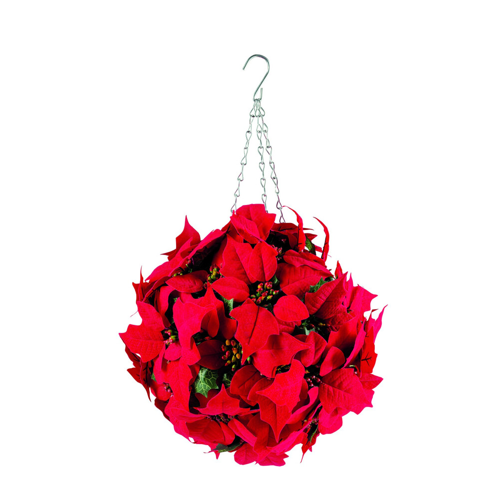 Christmas Topiary Poinsettia Ball - 27cm