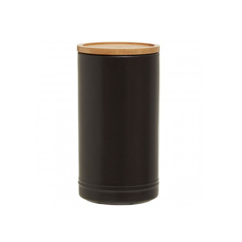 Premier Housewares Trendy Stoneware Canister With Airtight Lid,Functional Storage Jar,Countertop Storage Containers Black