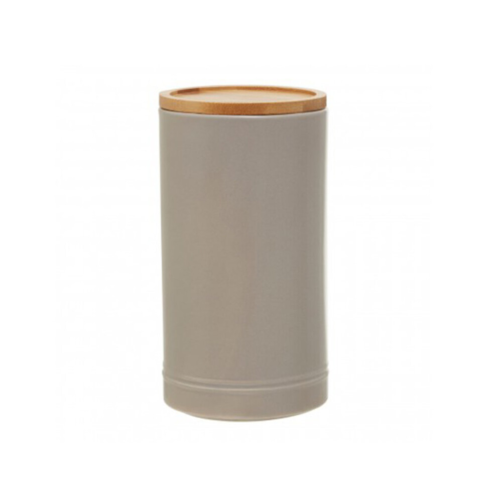 Large Grey Stoneware Canister,Functional Kitchen Organizer,Minimalistic Storage Jar With Silicone Seal