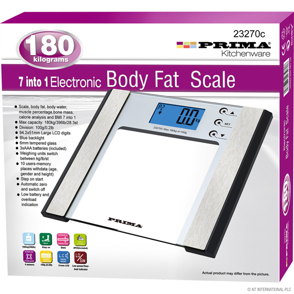 7 IN 1 180KG BATHROOM SCALE WEIGHING BODY FAT WEIGHT ELECTRONIC HOME