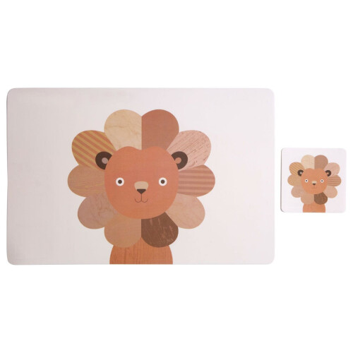 Premier Housewares Set Of 2 Lion Placemats And Coaster