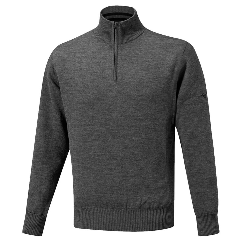 (2XL, Grey) Mizuno Mens 2021 Windproof Lightweight Lined 1/4 Zip Regular Fit Golf Sweater