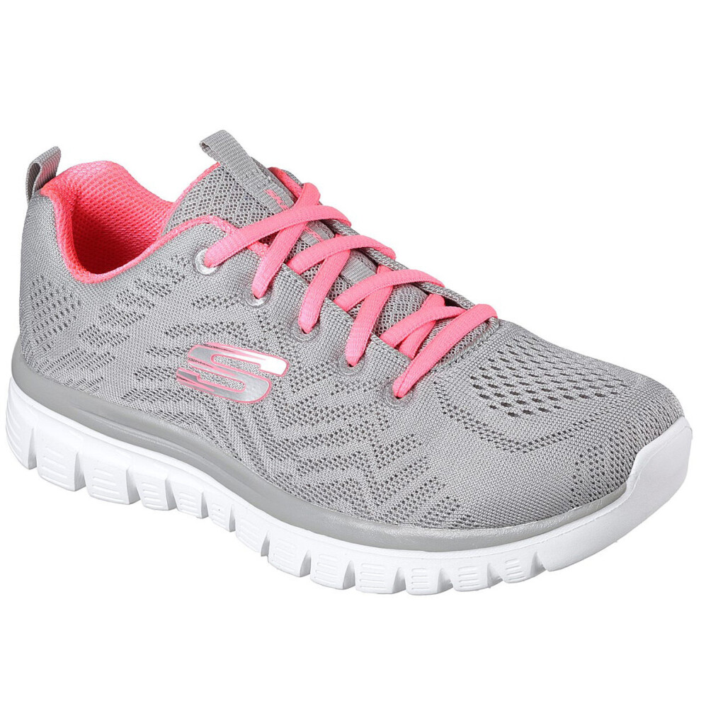 (UK 5, Grey/Coral) Skechers Womens 2021 Graceful-Get Connected Sport Mesh Trainers