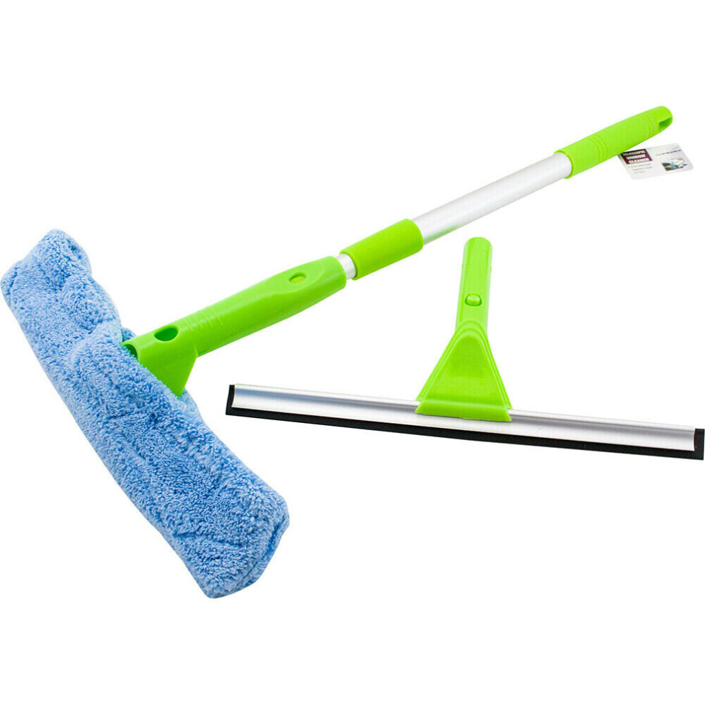 TELESCOPIC MOP MICROFIBRE CLOTH SQUEEGEE KITCHEN FLOOR TILE CLEANER