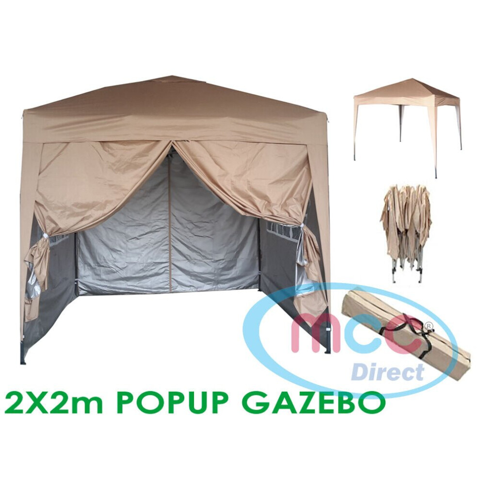 (Beige) MCC Pop-up Gazebo 2m x 2m With Sides