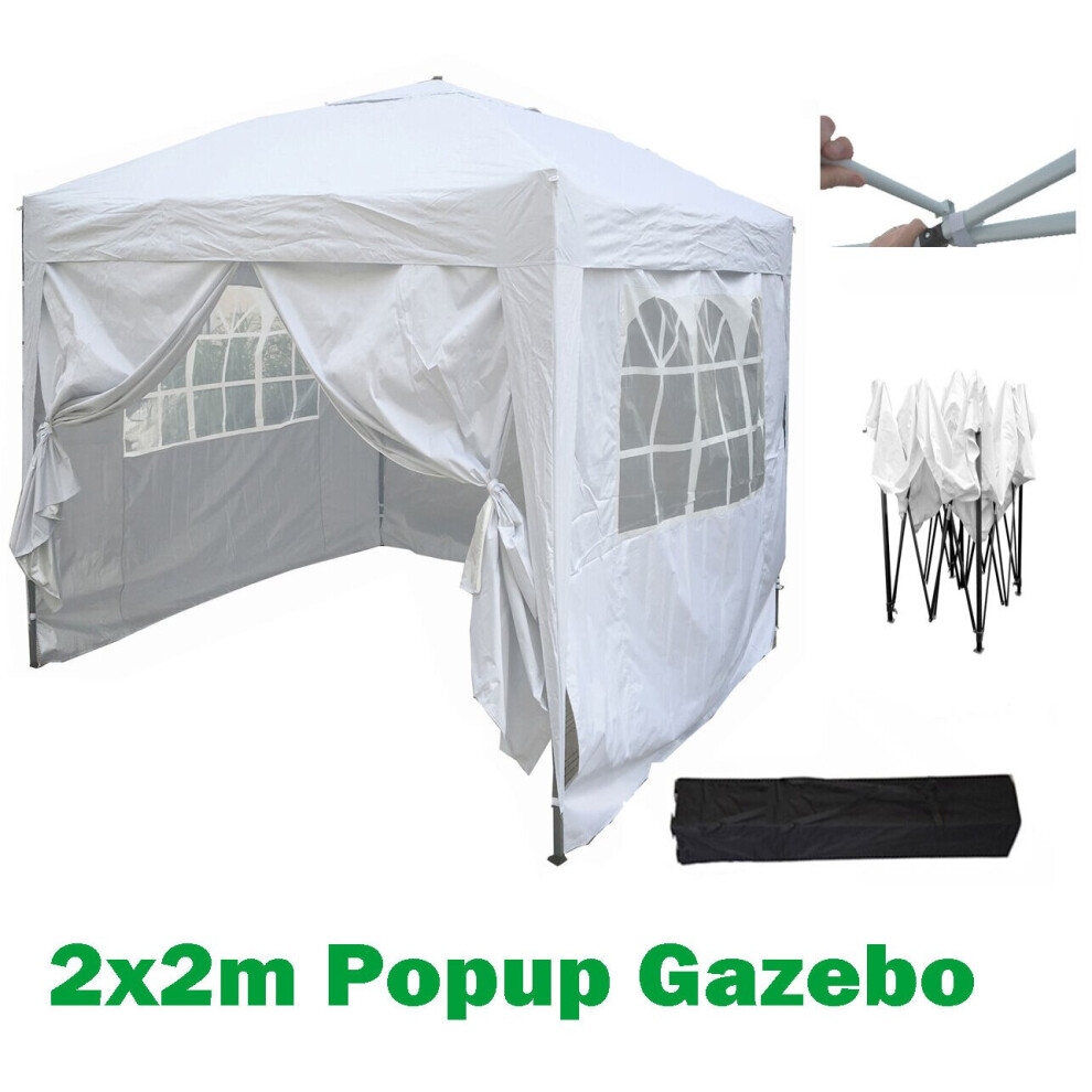 (White) MCC Pop-up Gazebo 2m x 2m With Sides