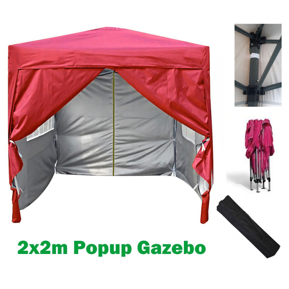 (Red) MCC Pop-up Gazebo 2m x 2m With Sides