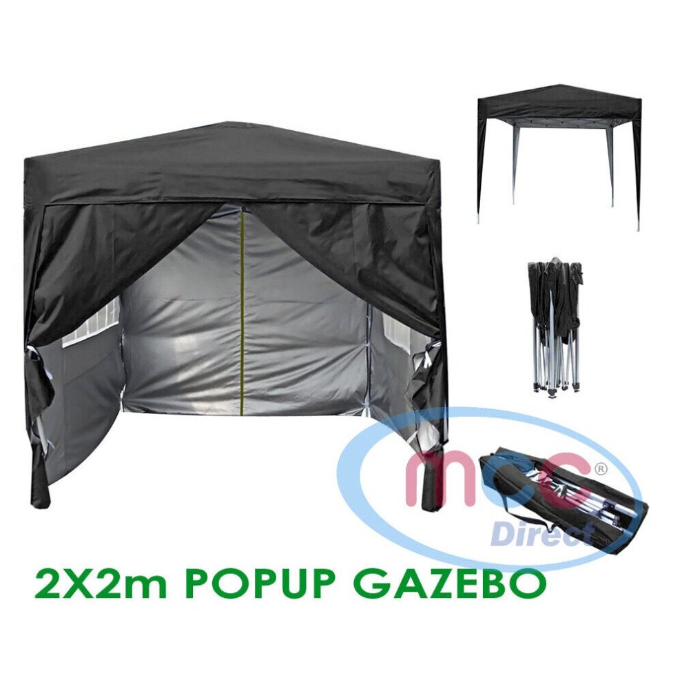 (Black) MCC Pop-up Gazebo 2m x 2m With Sides