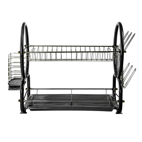SQ Professional (Metallic Black) SQ Professional 2 Tier Dish Drainer with Drip Tray 1