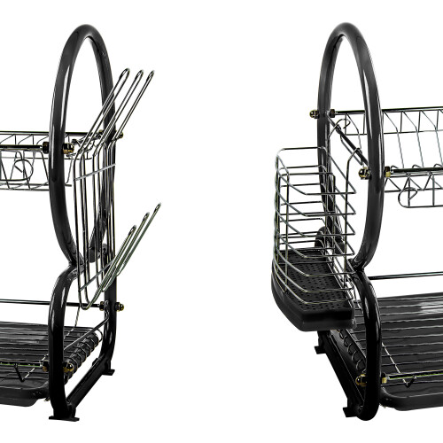 SQ Professional (Metallic Black) SQ Professional 2 Tier Dish Drainer with Drip Tray 2