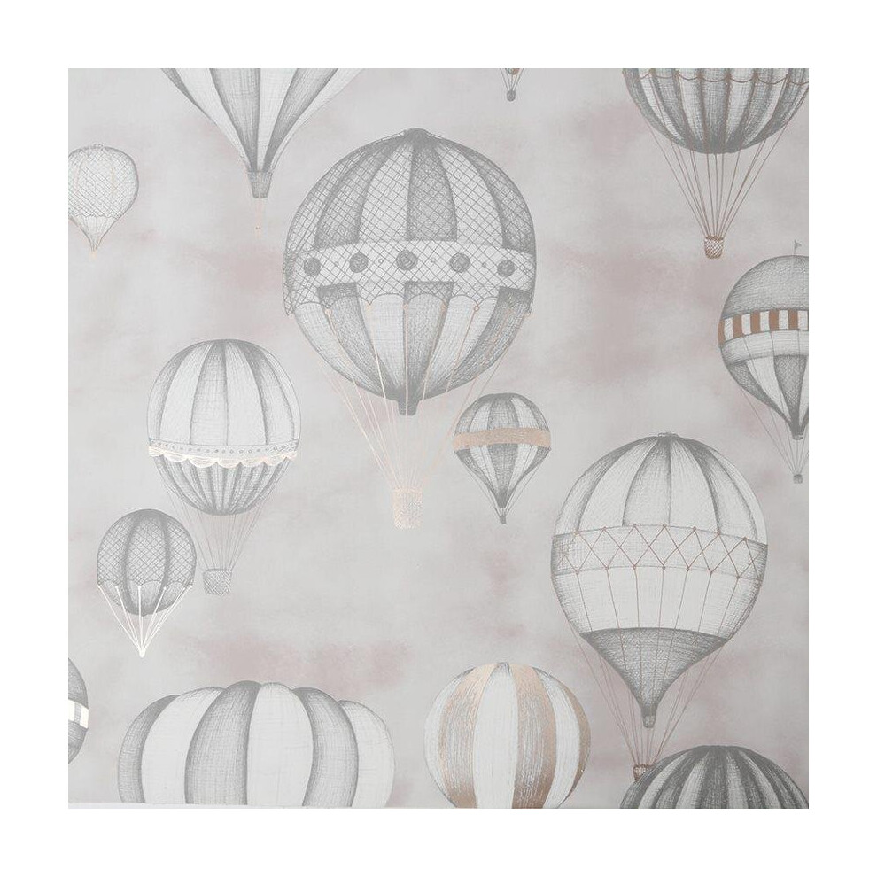 Hot Air Balloon Fiesta Wallpaper Sublime Grey Rose Gold Children's Kids