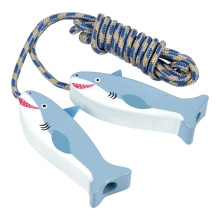 Floss & Rock Childrens Animal Wooden Handle Blue Shark Skipping Jump Rope
