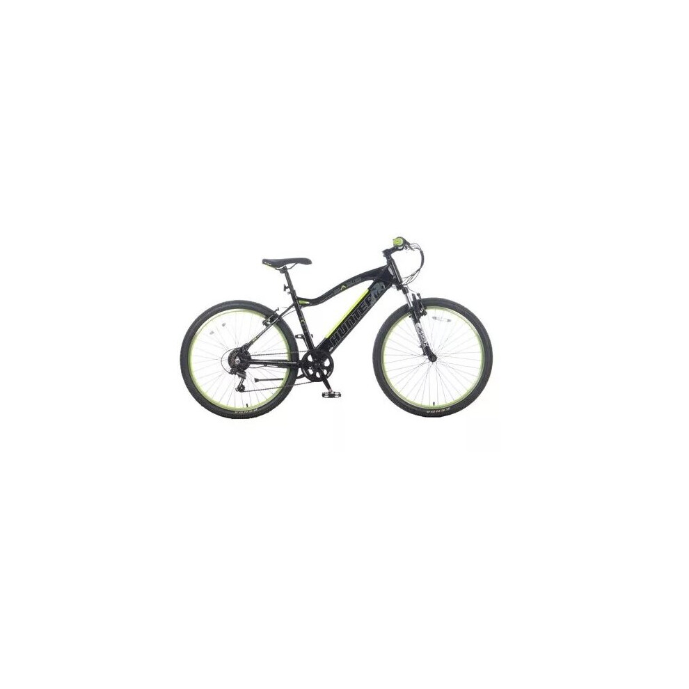 Basis Hunter EB26BS: Unisex Integrated Battery MTB e-Bike, 250W Rear Hub, 26" Wheels, Front Suspension, 25mi Range, Black/Lime-image-OPC-P8FTCXG-NEW