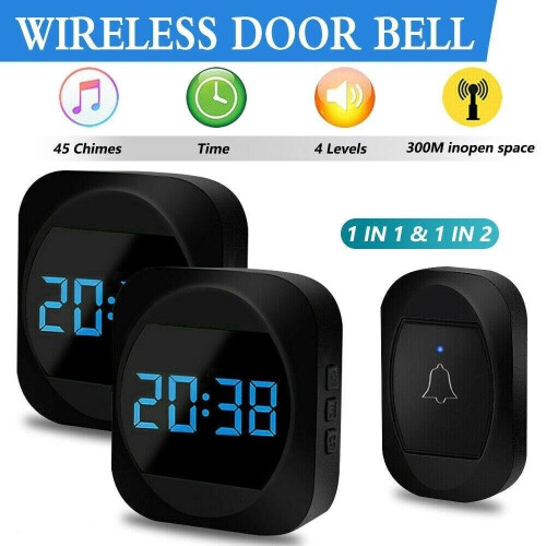 (1 Receiver) Remote Door Bell Adjustable Volume With Time Shows 1