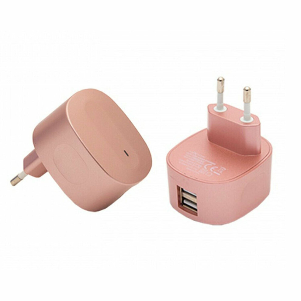 Fx Dual Usb Mains Charger 2.4 Amp Plug (Eu), Rose Gold 5060488844300
